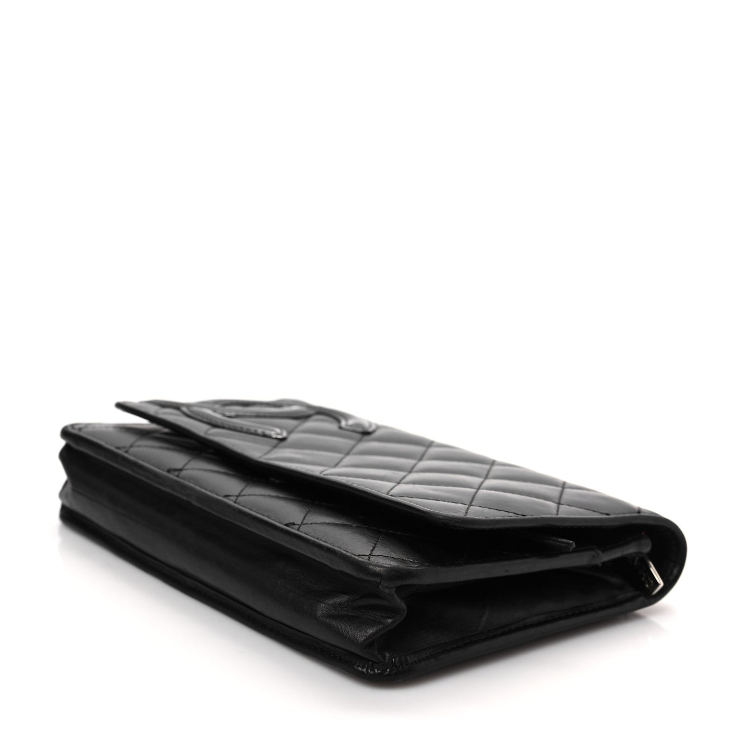 Calfskin Quilted Cambon Wallet On Chain WOC Black