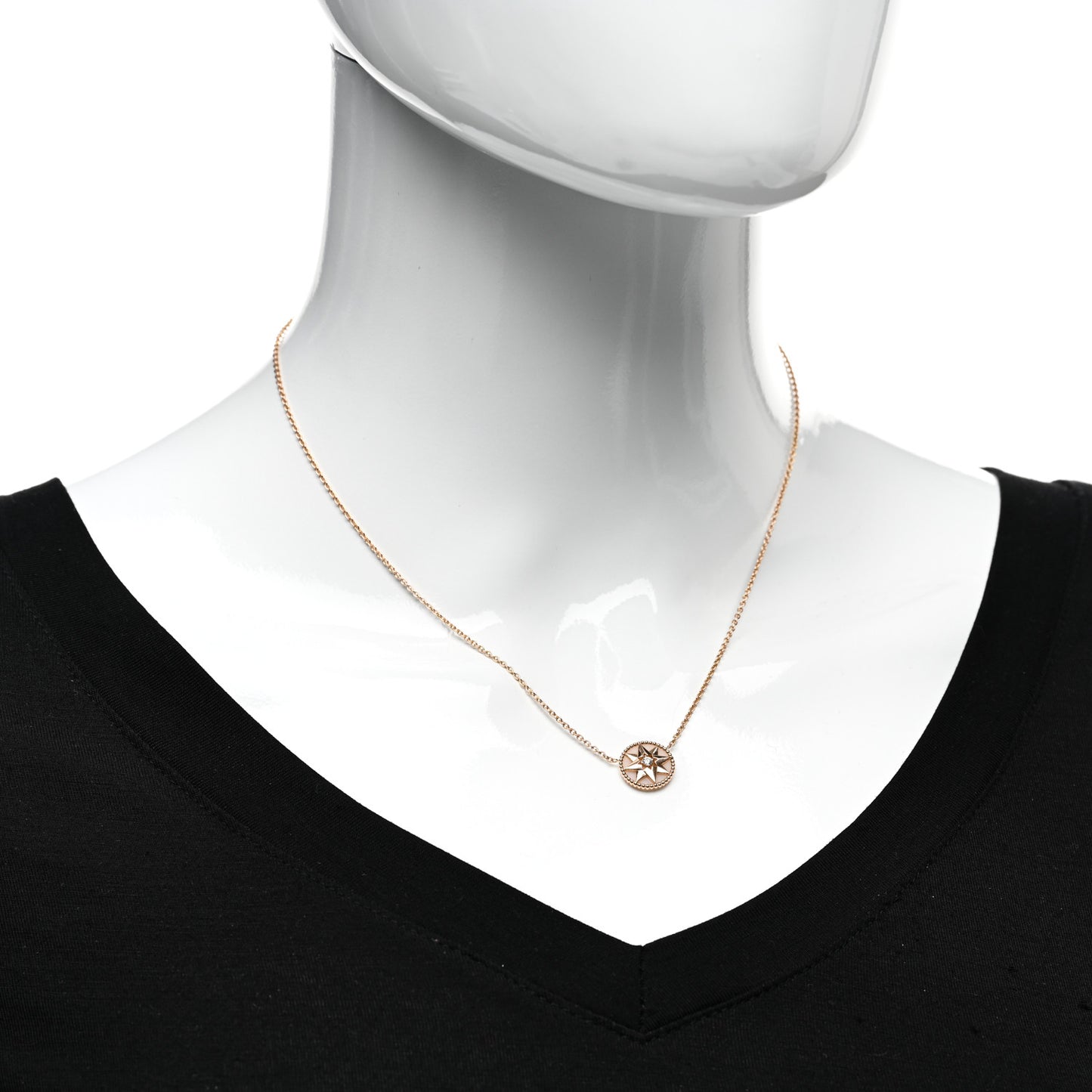 18K Rose Gold Diamond Pink Opal Rose Des Vents Necklace