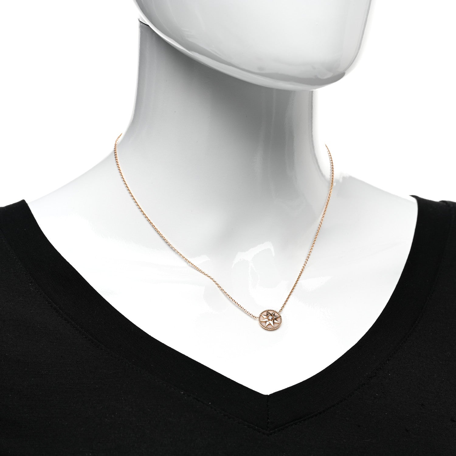Christian Dior 18K Rose Gold Diamond Pink Opal Rose Des Vents Necklace 2 of 4