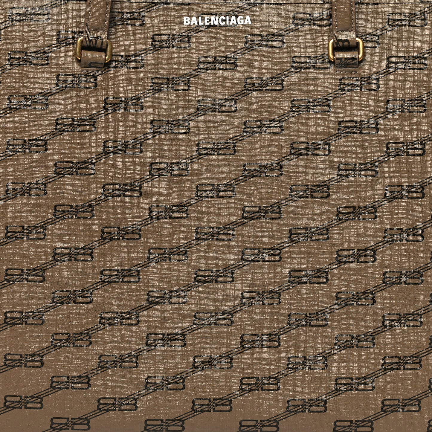 Coated Canvas BB Monogram Large Signature East West Shopper Bag Beige Brown