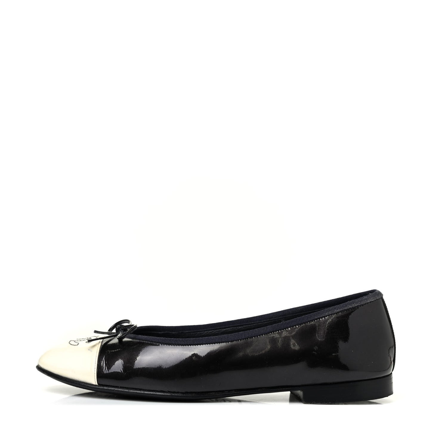 Patent CC Cap Toe Ballerina Flats 38.5 Navy White