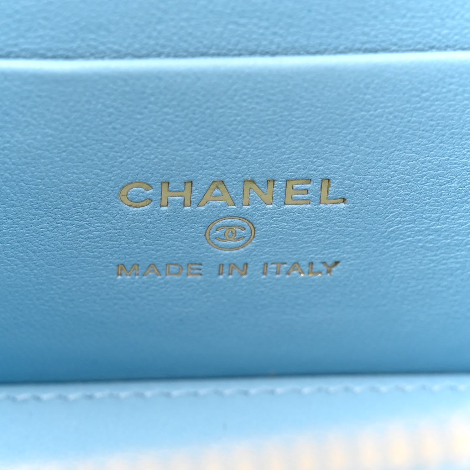 Chanel Lambskin Quilted Metal Twist Small Top Handle Vanity Case With Chain Blue 6 of 10