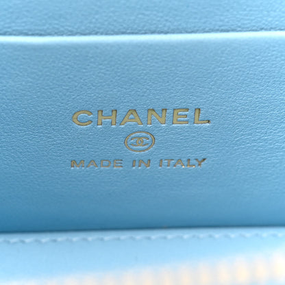 Chanel Lambskin Quilted Metal Twist Small Top Handle Vanity Case With Chain Blue 6 of 10