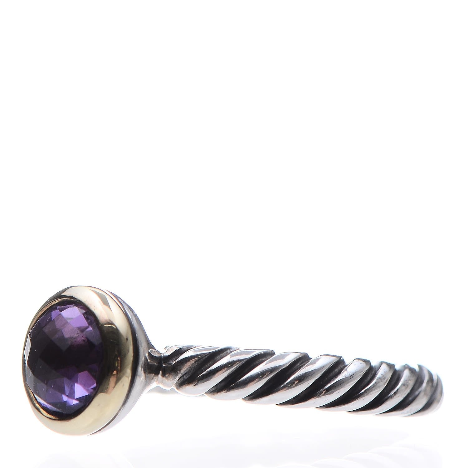 David Yurman Sterling Silver 18K Yellow Gold Amethyst Color Classics Ring 49.5 5 3 of 5