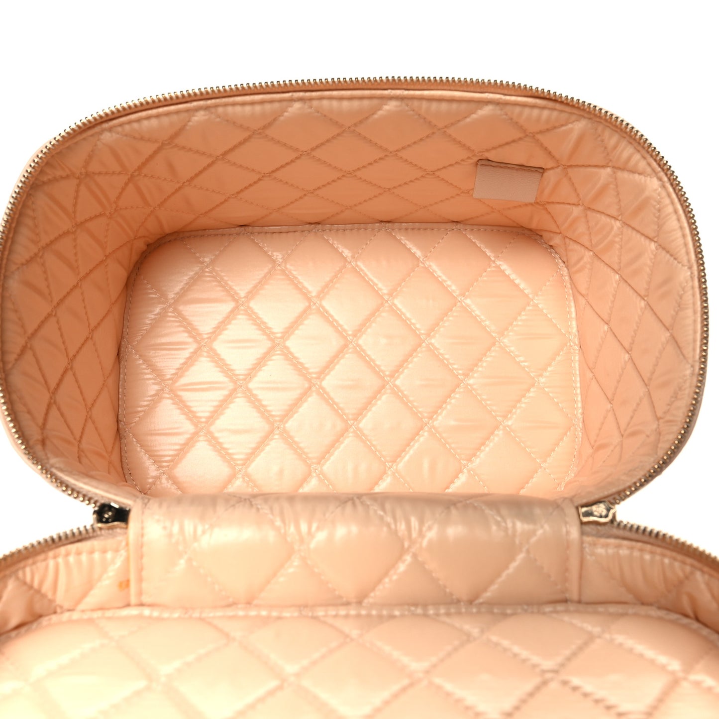 Lambskin Quilted Large Vanity Pouch Beige Clair