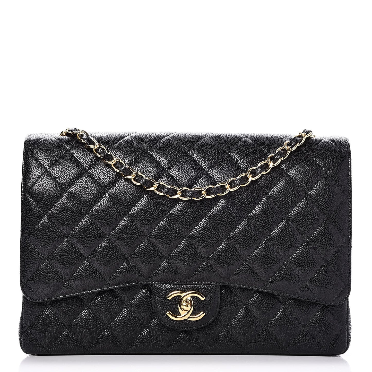 Caviar Quilted Maxi Double Flap Black
