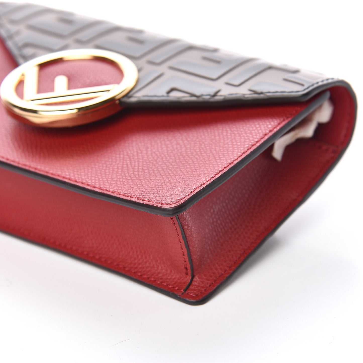 Vitello Cruise F is Fendi Bi-Color FF 1974 Embossed Envelope Belt Bag Maya Black Fragola
