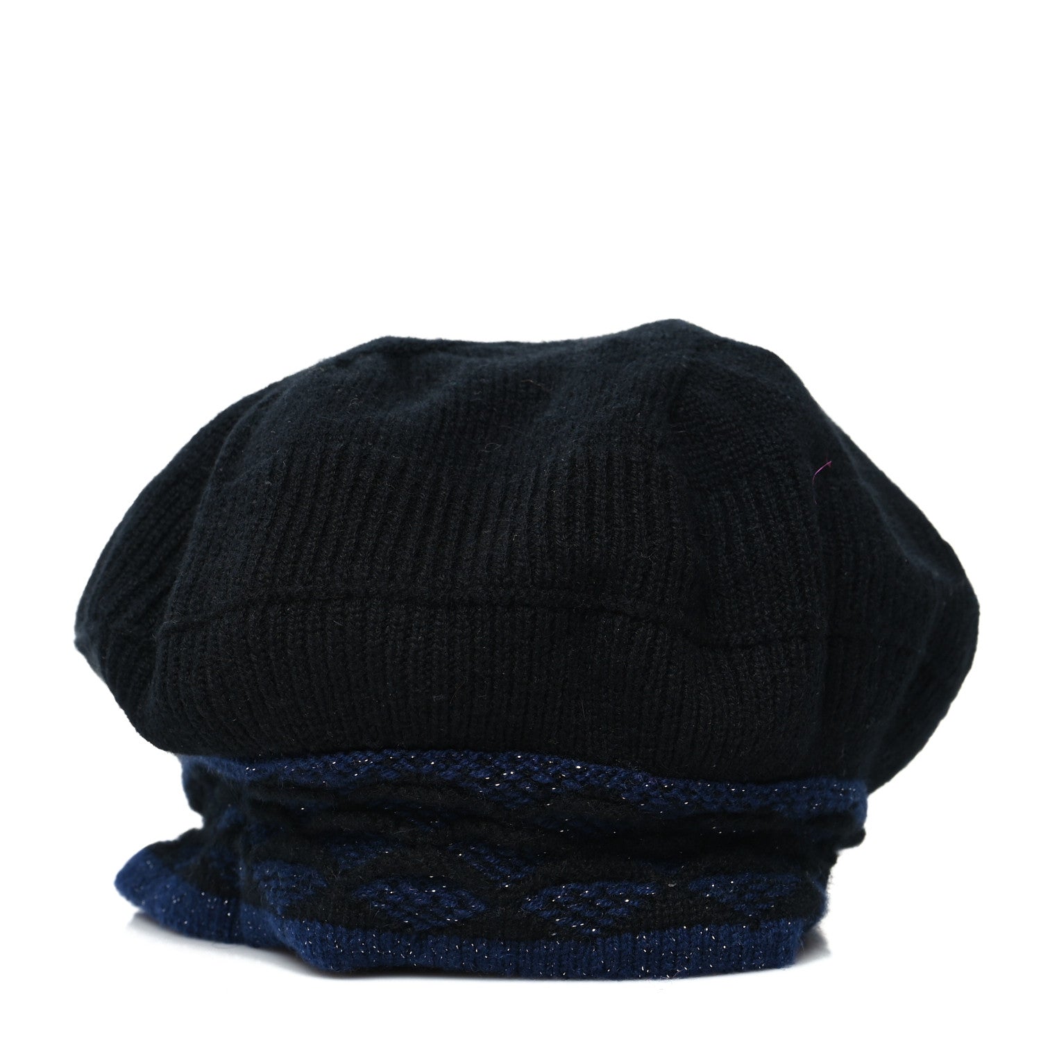 Chanel Cashmere Blend CC Beret Black Navy 7 of 8