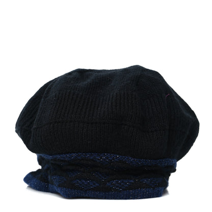 Chanel Cashmere Blend CC Beret Black Navy 7 of 8