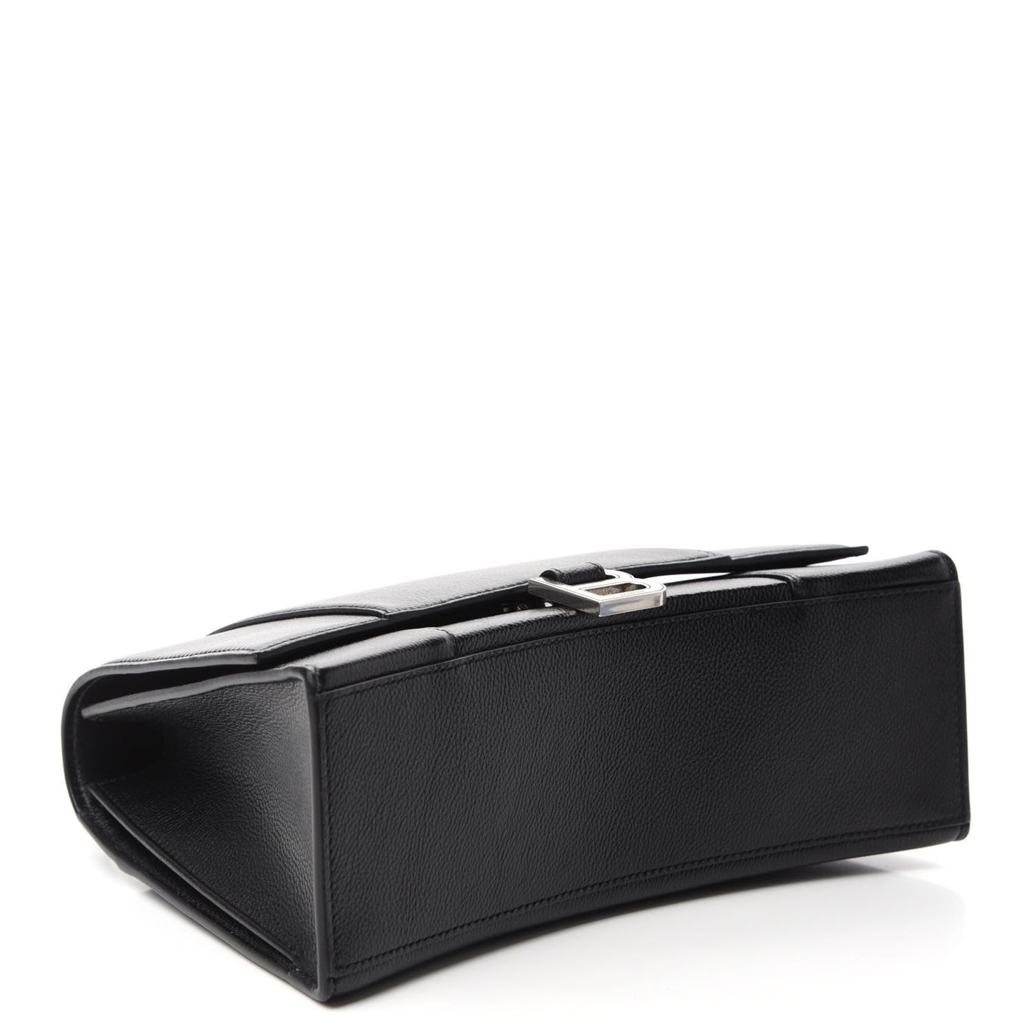 Grained Calfskin Medium Hourglass Top Handle Bag Black