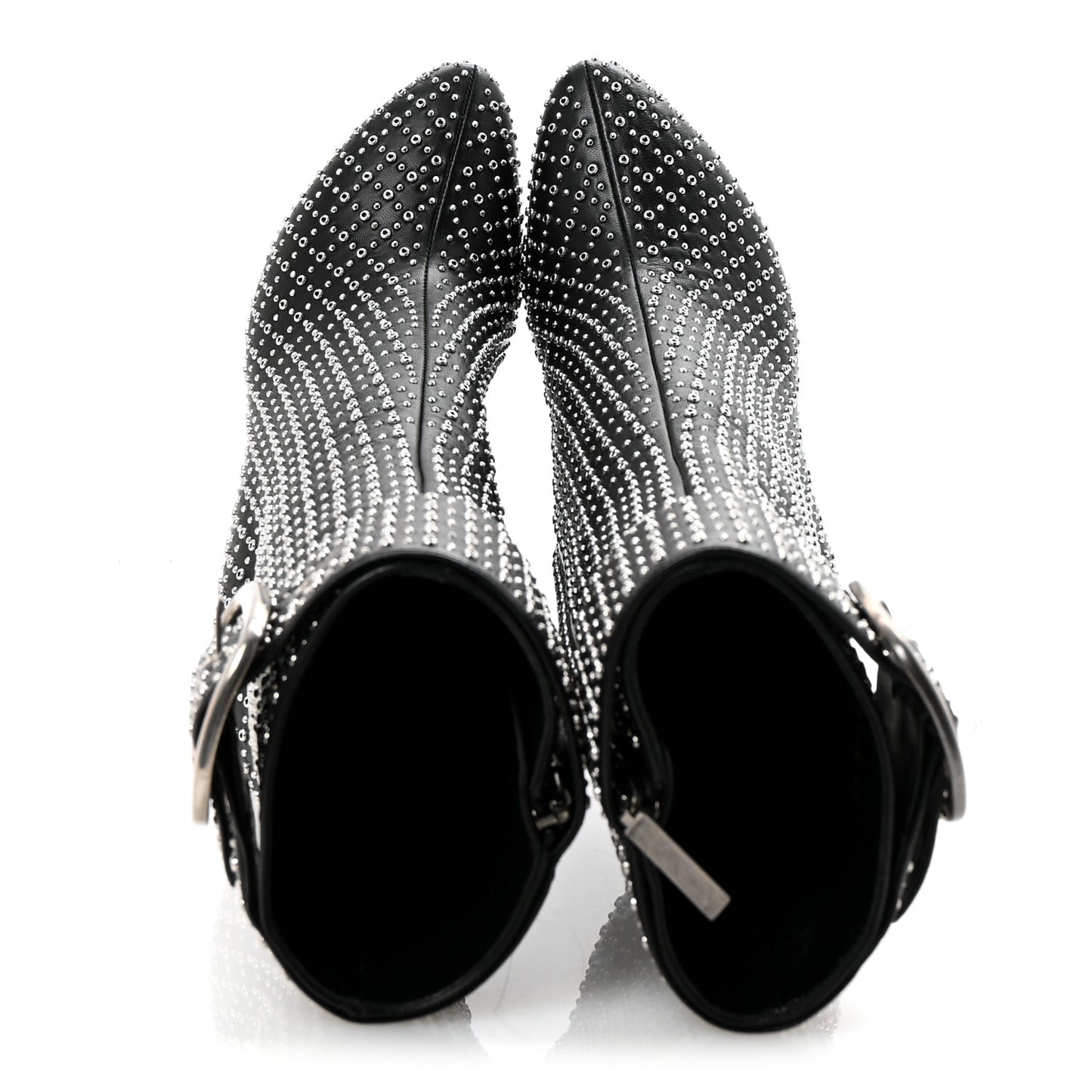 Nappa Studded Joplin Buckle Booties 38 Black