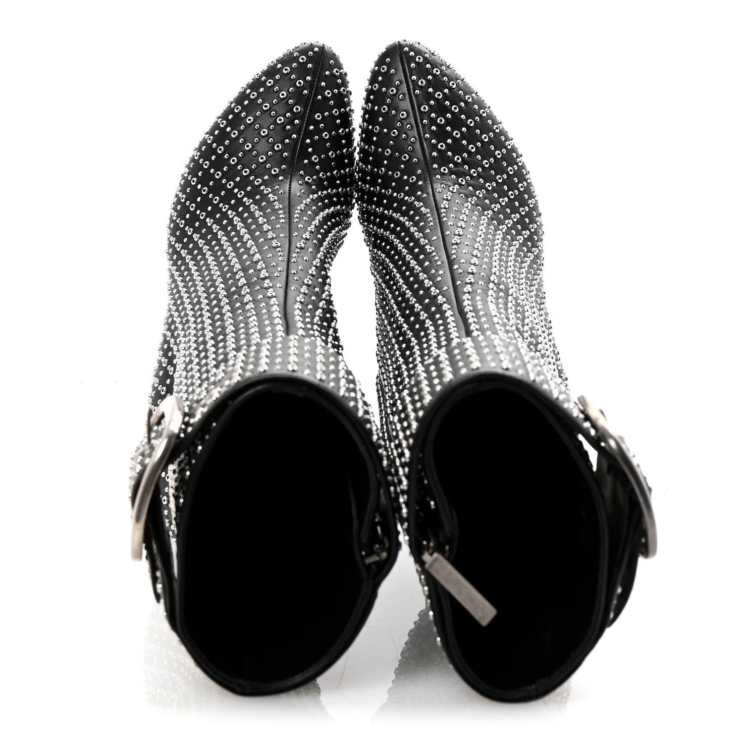 Saint Laurent Nappa Studded Joplin Buckle Booties 38 Black 2 of 10