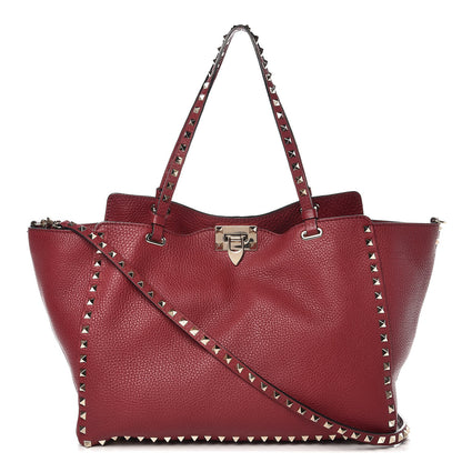 Valentino Garavani Pebbled Calfskin Medium Rockstud Tote Camelia 1 of 16