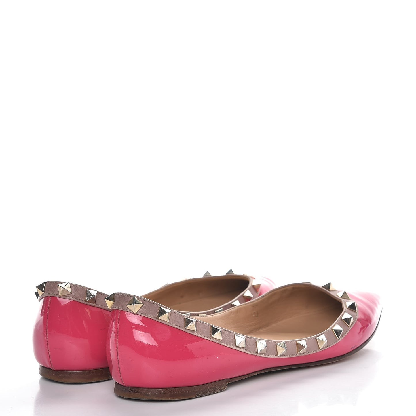 Patent Nappa Rockstud Ballerina Flats 38 Framboise Poudre
