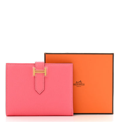 Hermes Chevre Mysore Bearn Compact Wallet Rose Lipstick 7 of 7