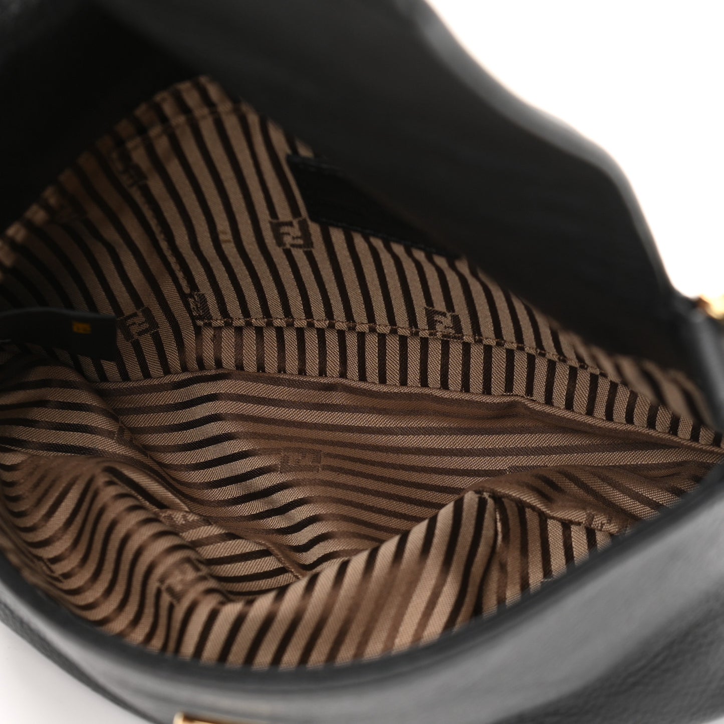 Vitello Flamingo Fendista Pouchette Crossbody Black