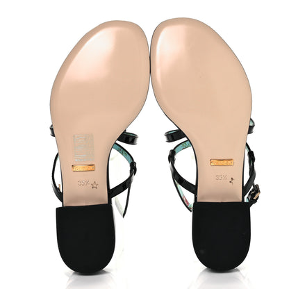 Gucci Patent Calfskin Bee Thong Sandals 35.5 Black 5 of 8