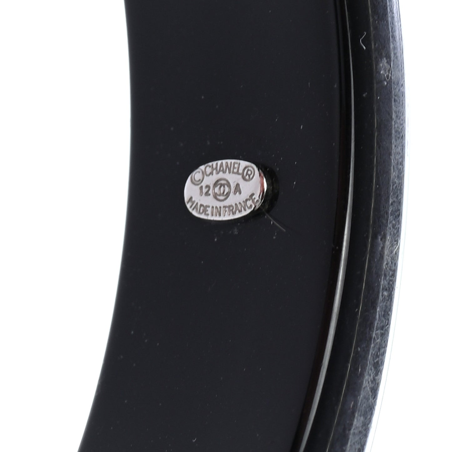 Resin Crystal CC Bangle Bracelet Black