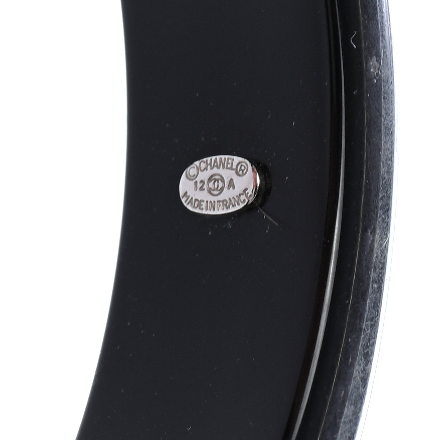 Chanel Resin Crystal CC Bangle Bracelet Black 4 of 4