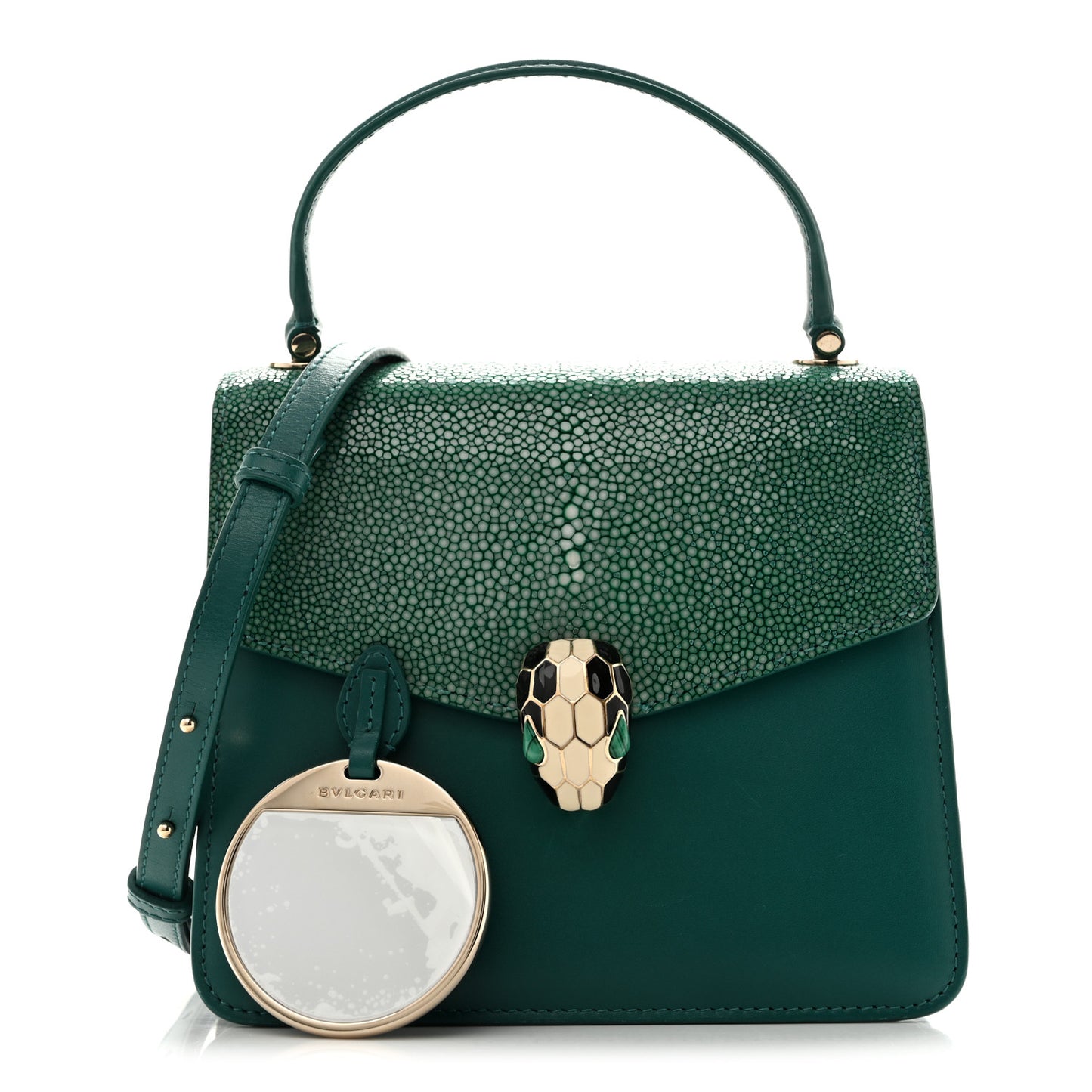 Calfskin Galuchat Serpenti Forever Crossbody Emerald Green