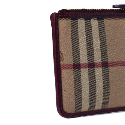 Burberry Haymarket Check Key Ring Coin Case Burgundy 8 of 8