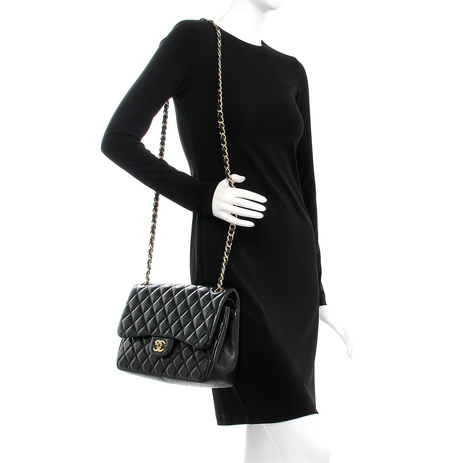 Chanel Lambskin Quilted Jumbo Double Flap Black 2 of 8