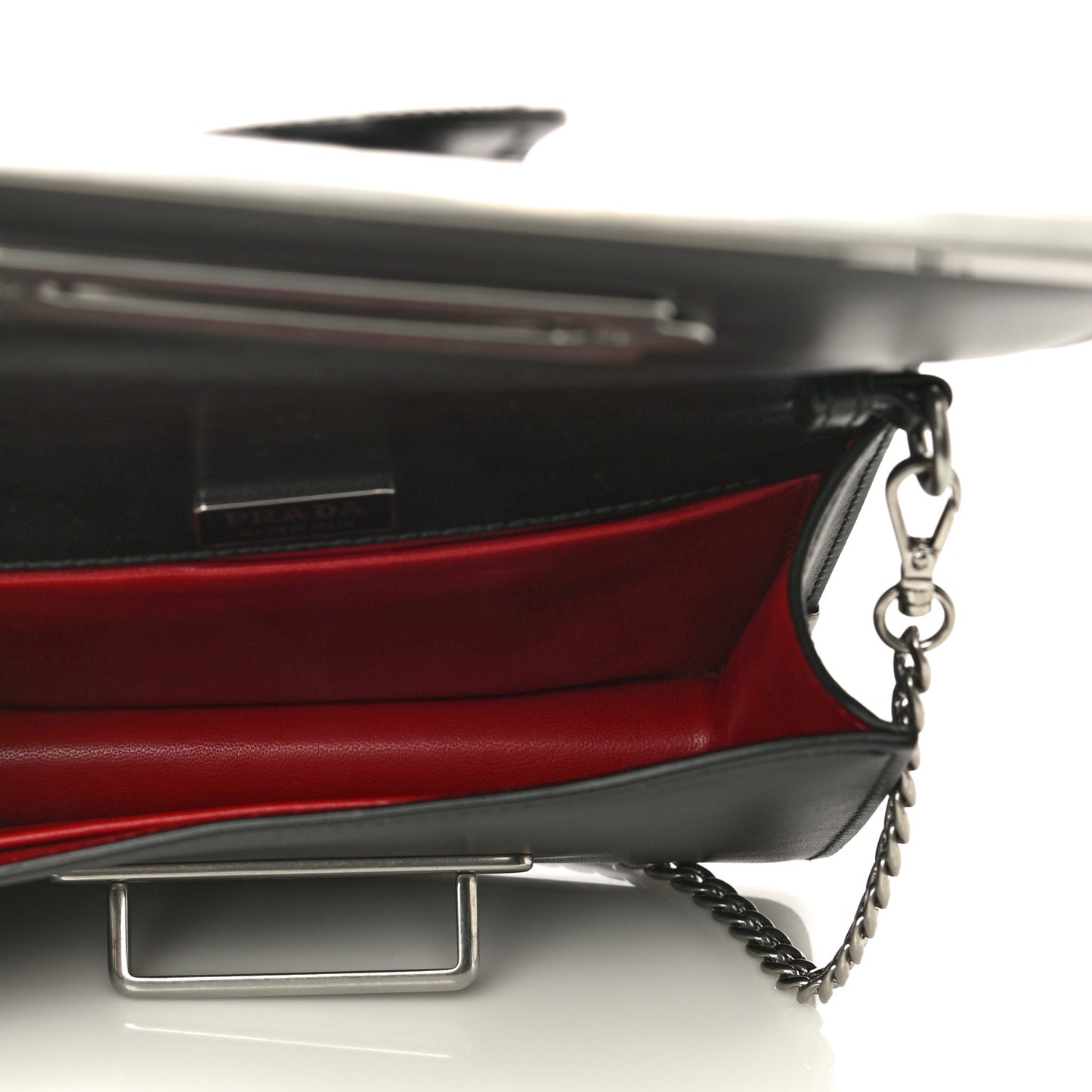 City Calfskin Cahier Chain Wristlet Clutch Black