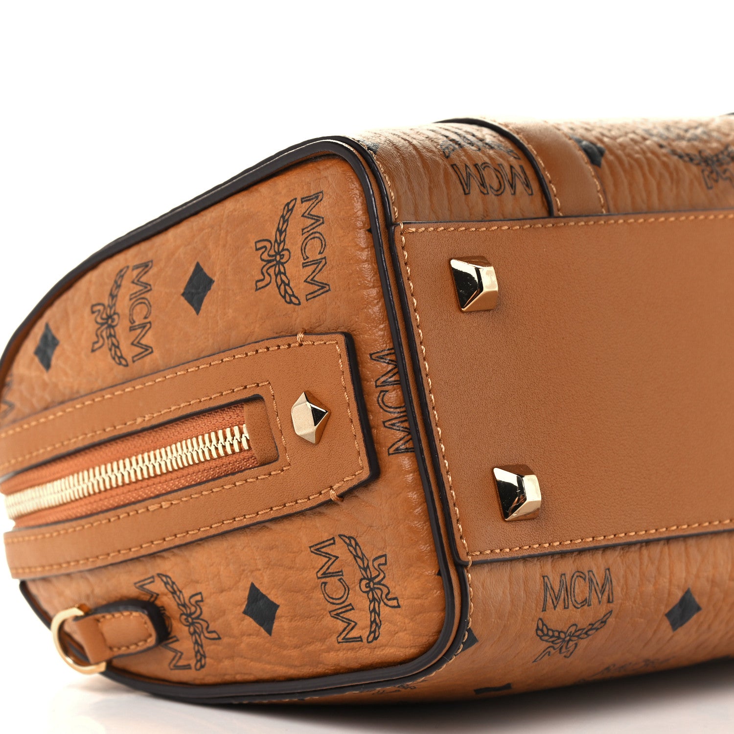 MCM Visetos Small Boston Bag Cognac 7 of 8