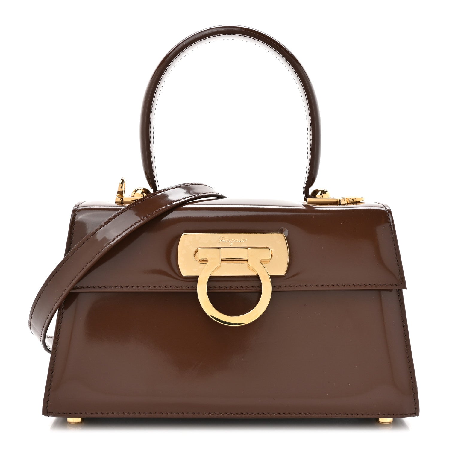 Salvatore Ferragamo Brushed Off Calfskin Mini Iconic Top Handle
