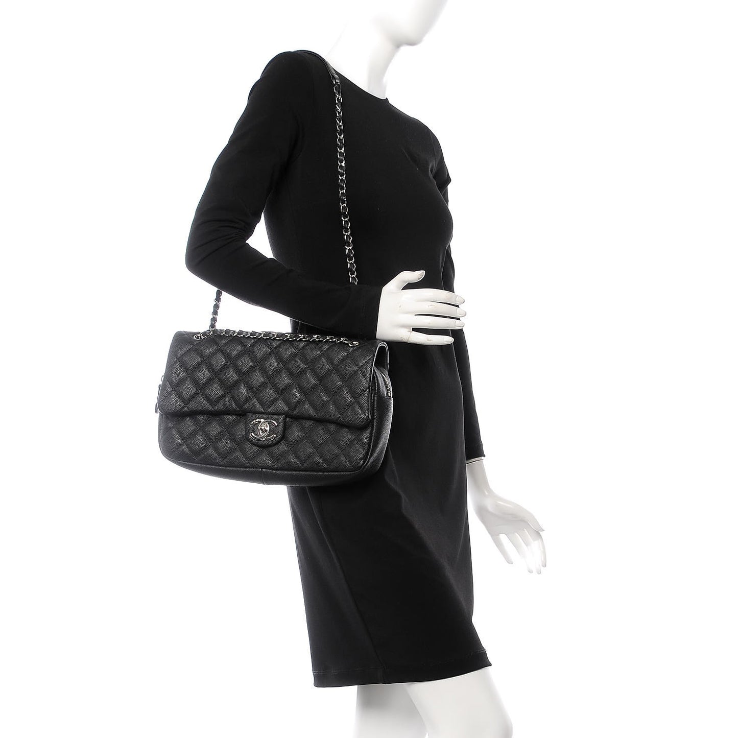 Caviar Quilted Jumbo Easy Flap Black