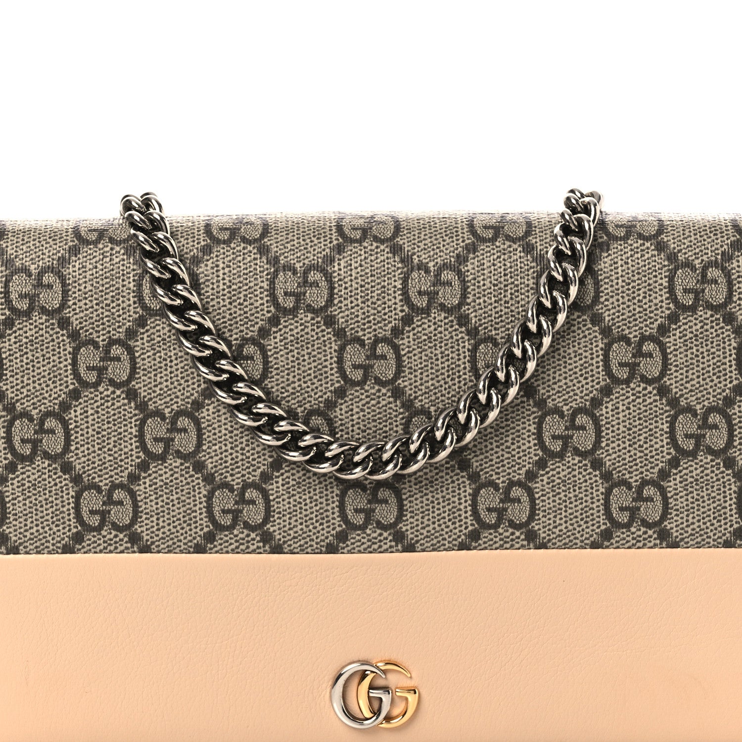 Gucci GG Supreme Monogram Textured Dollar Calfskin Mini GG Marmont Chain Wallet Souffle Rose 7 of 9
