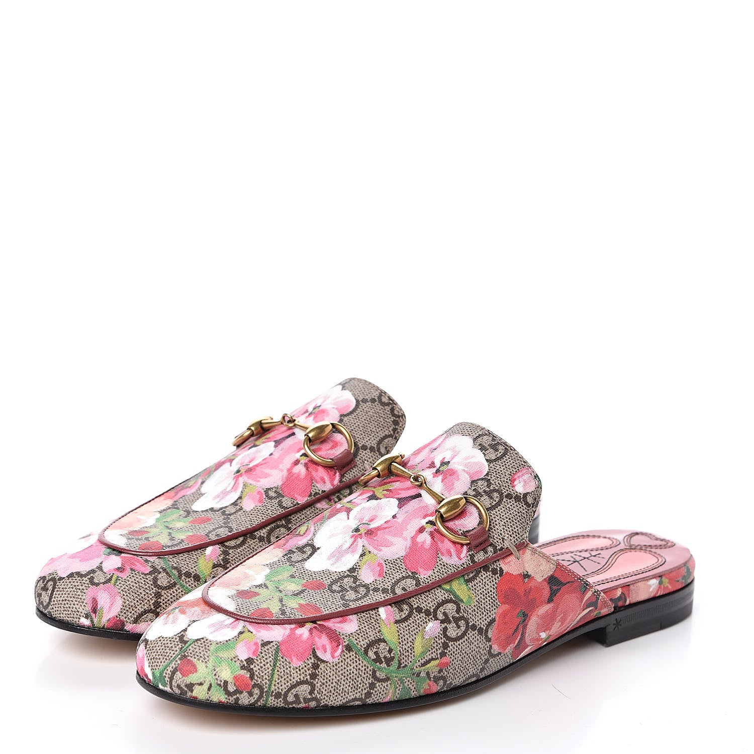 Gucci GG Supreme Monogram Blooms Womens Princetown Slippers 36 Beige Multicolor Dry Rose 3 of 9