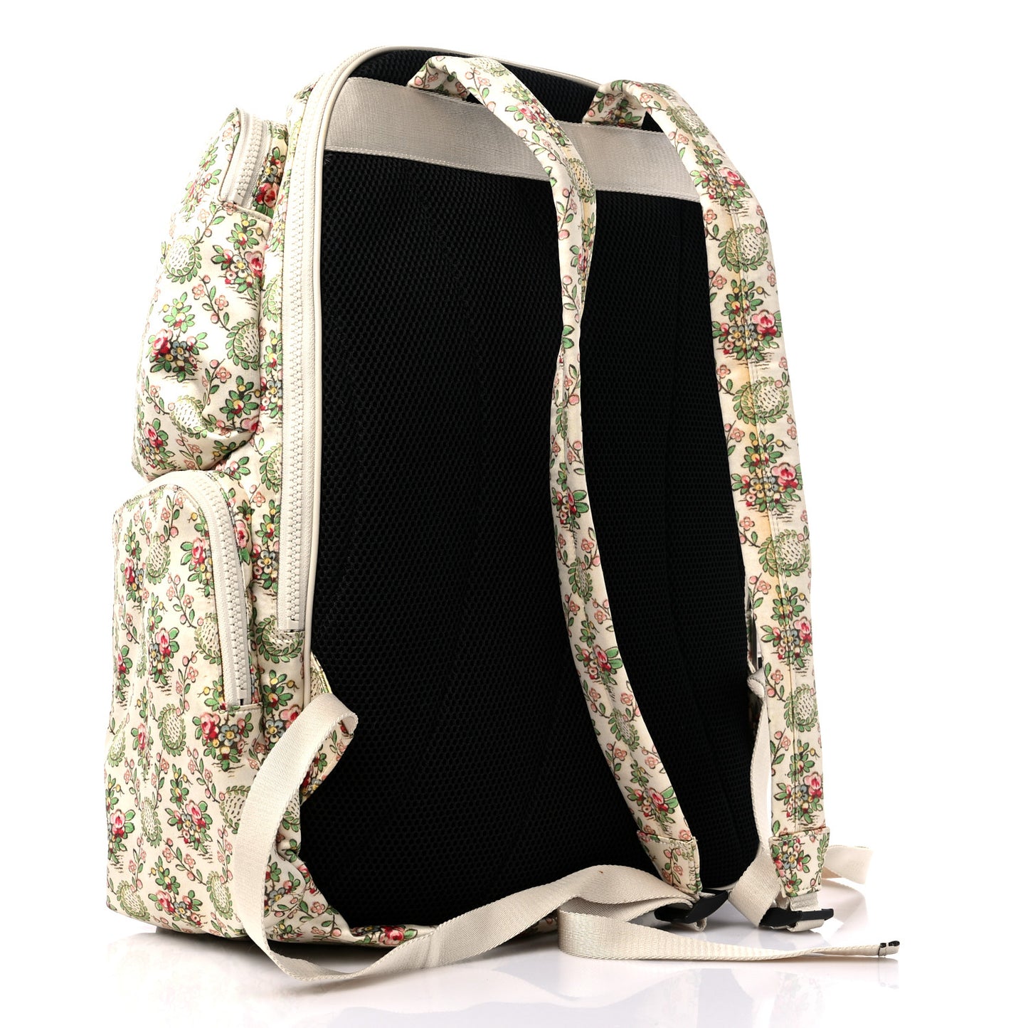 X MLB Satin Floral Print NY Yankees Patch Backpack Ivory Green