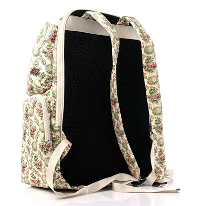 Gucci X MLB Satin Floral Print NY Yankees Patch Backpack Ivory Green 3 of 12