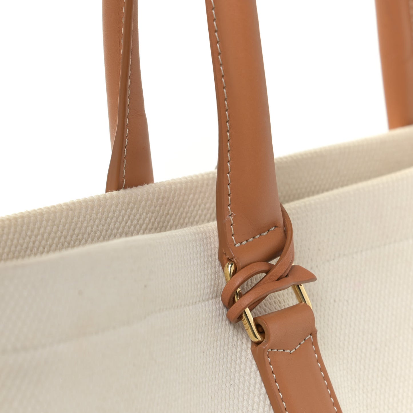 Canvas Calfskin Horizontal Cabas Natural Tan