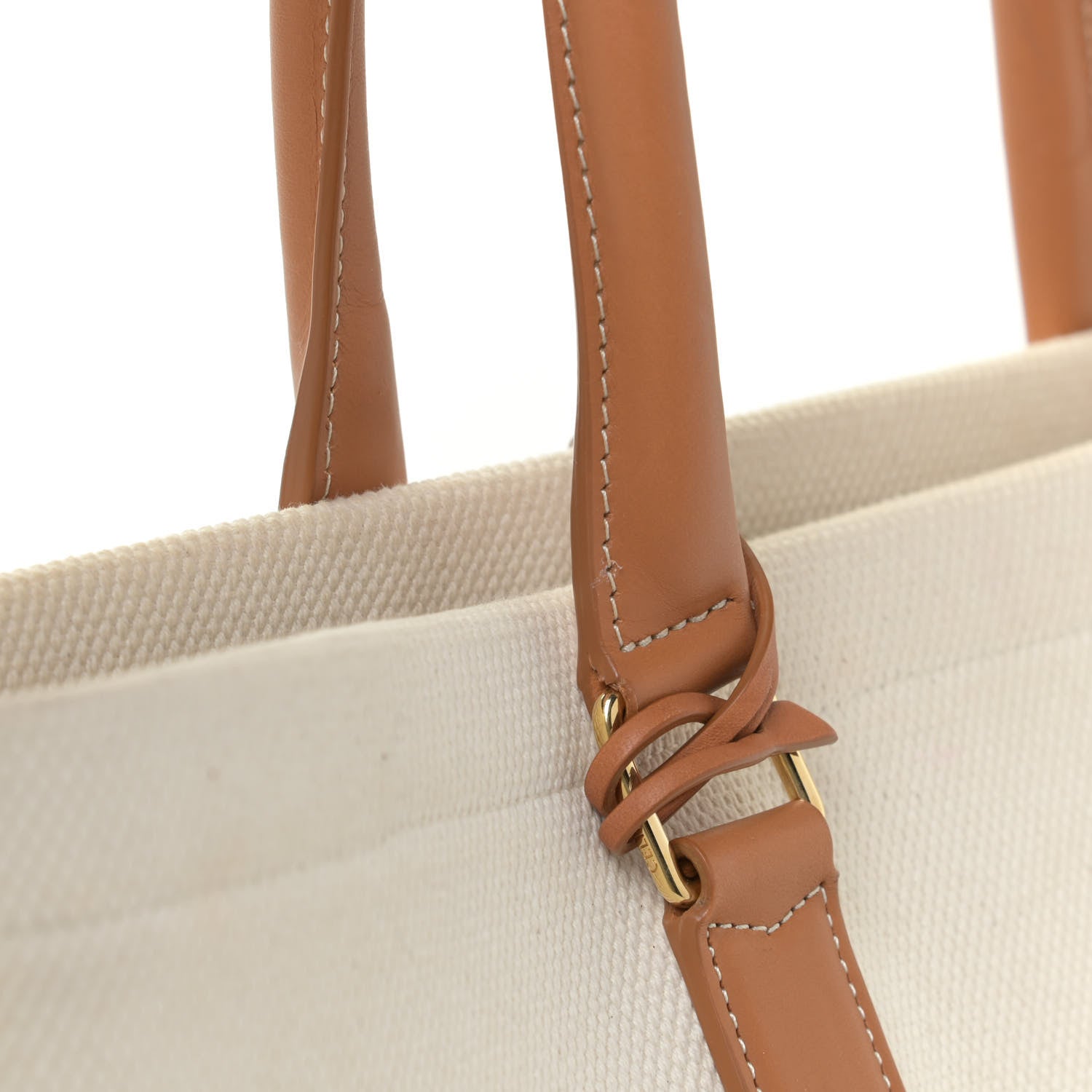 Celine Canvas Calfskin Horizontal Cabas Natural Tan 9 of 12