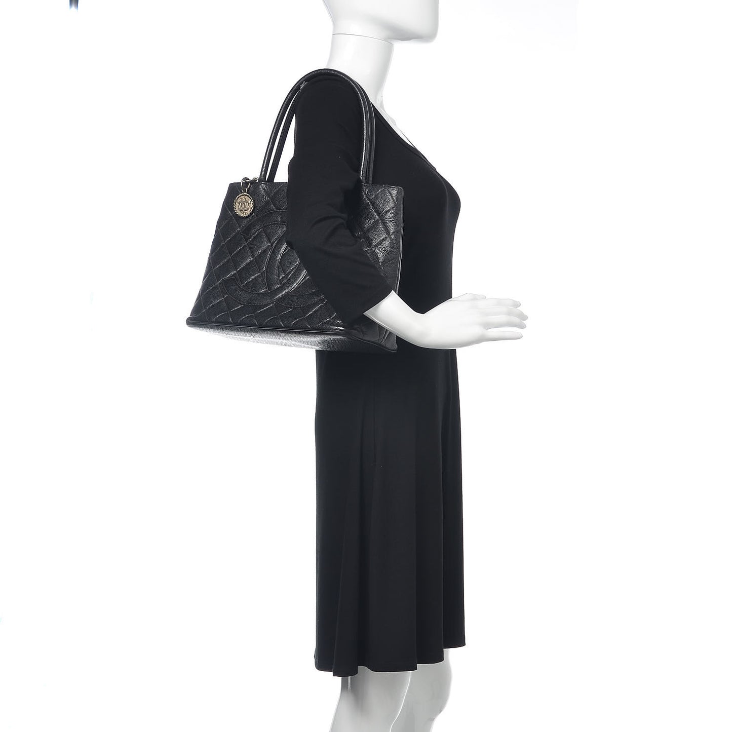 Caviar Quilted Medallion Tote Black