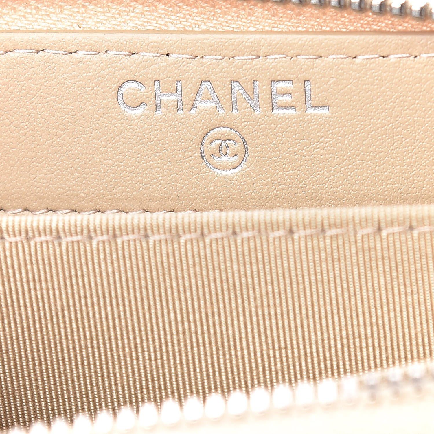 Chanel Caviar Quilted Zip Card Holder Beige 6 of 11