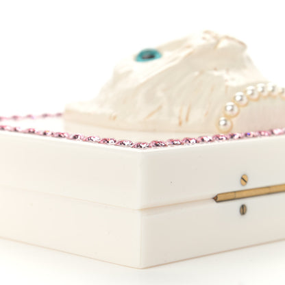 Gucci Plexiglass Crystal Cat Face Box Clutch White 9 of 14