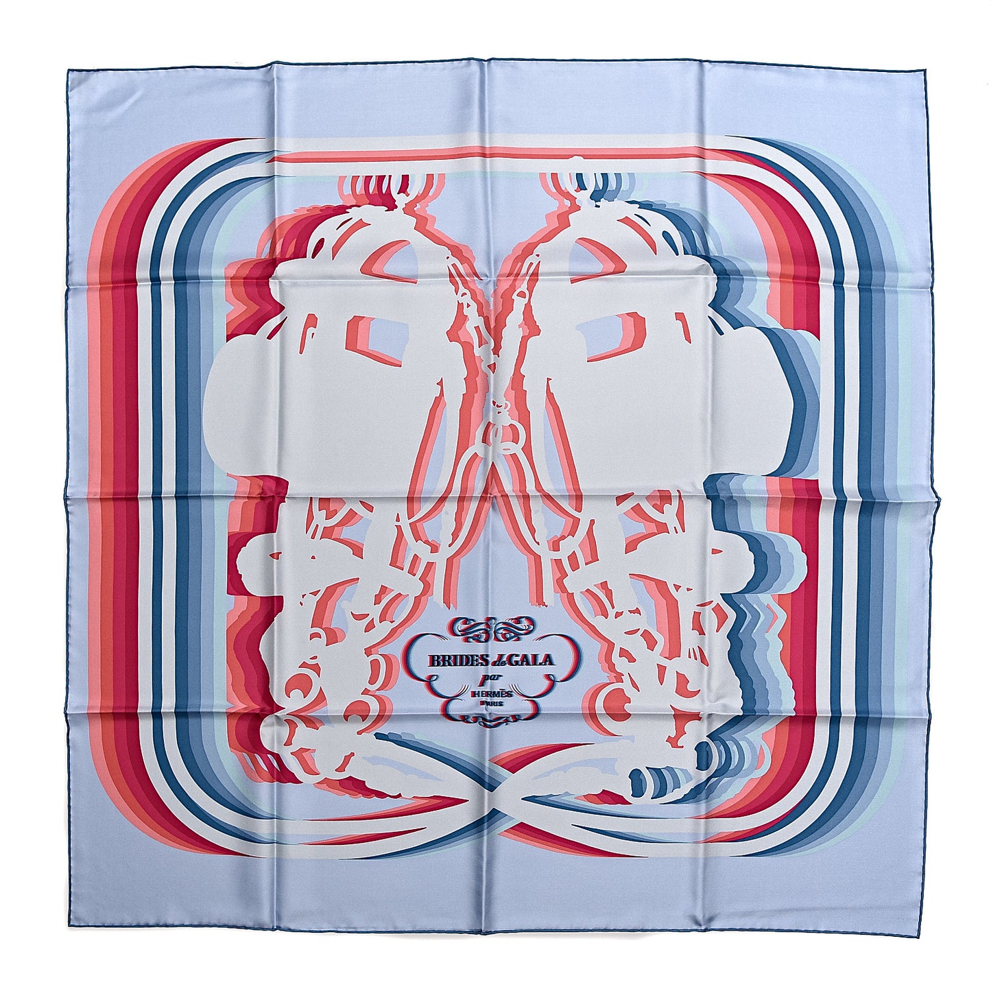 Silk Brides De Gala Shadow Scarf 90 Bleu Ciel Rose Vif