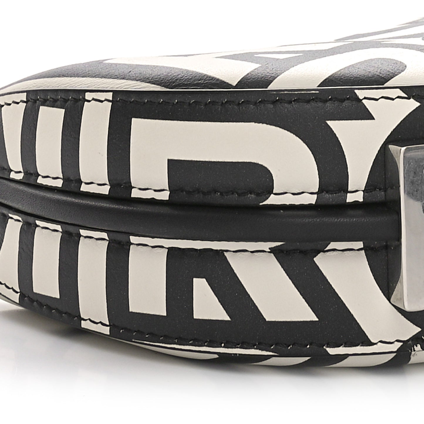 X MARC JACOBS Nappa Vitello King Logo Print Nano Fendigraphy Hobo Charm White Black