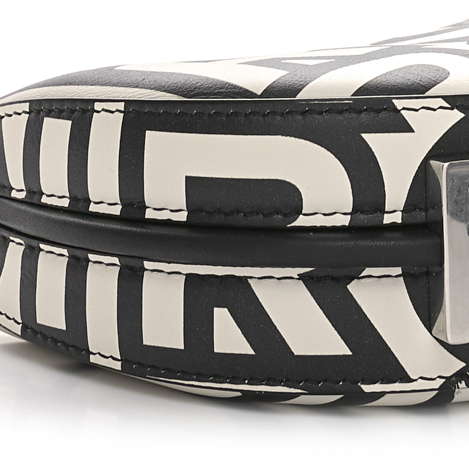Fendi X MARC JACOBS Nappa Vitello King Logo Print Nano Fendigraphy Hobo Charm White Black 9 of 10