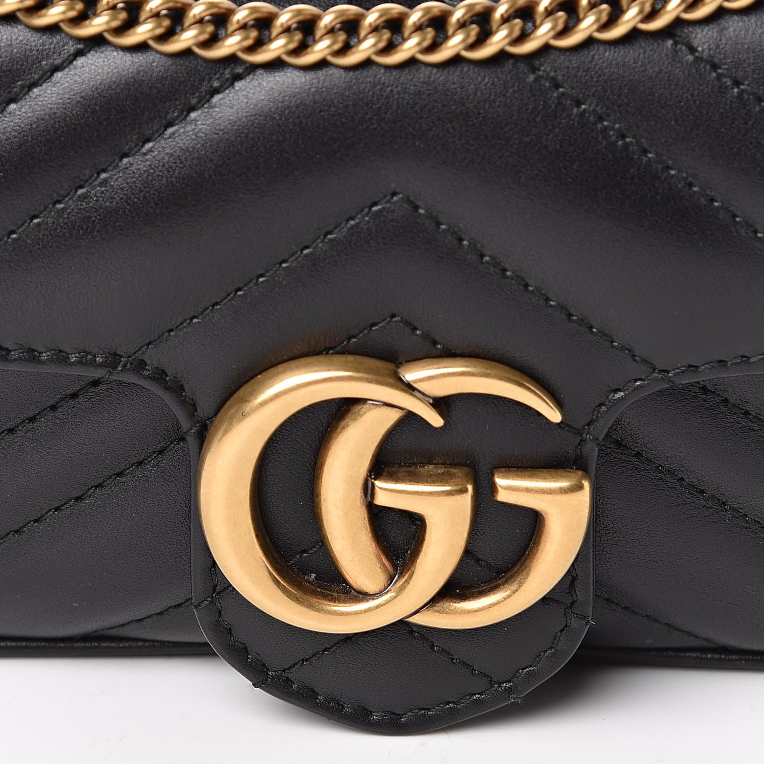 Gucci Calfskin Matelasse Super Mini GG Marmont Shoulder Bag Black 10 of 11