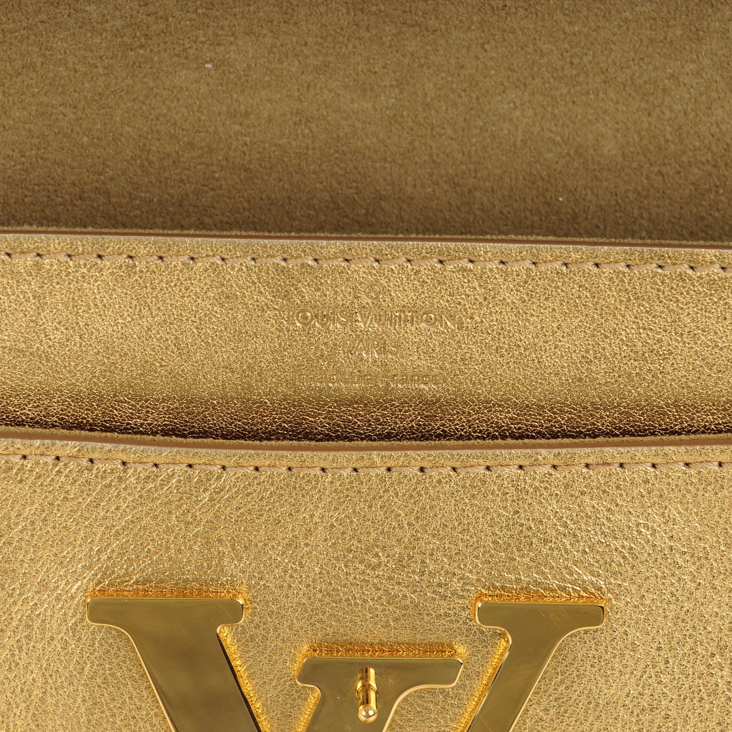 Louis Vuitton Metallic Calfskin Louise Clutch Gold 5 of 7