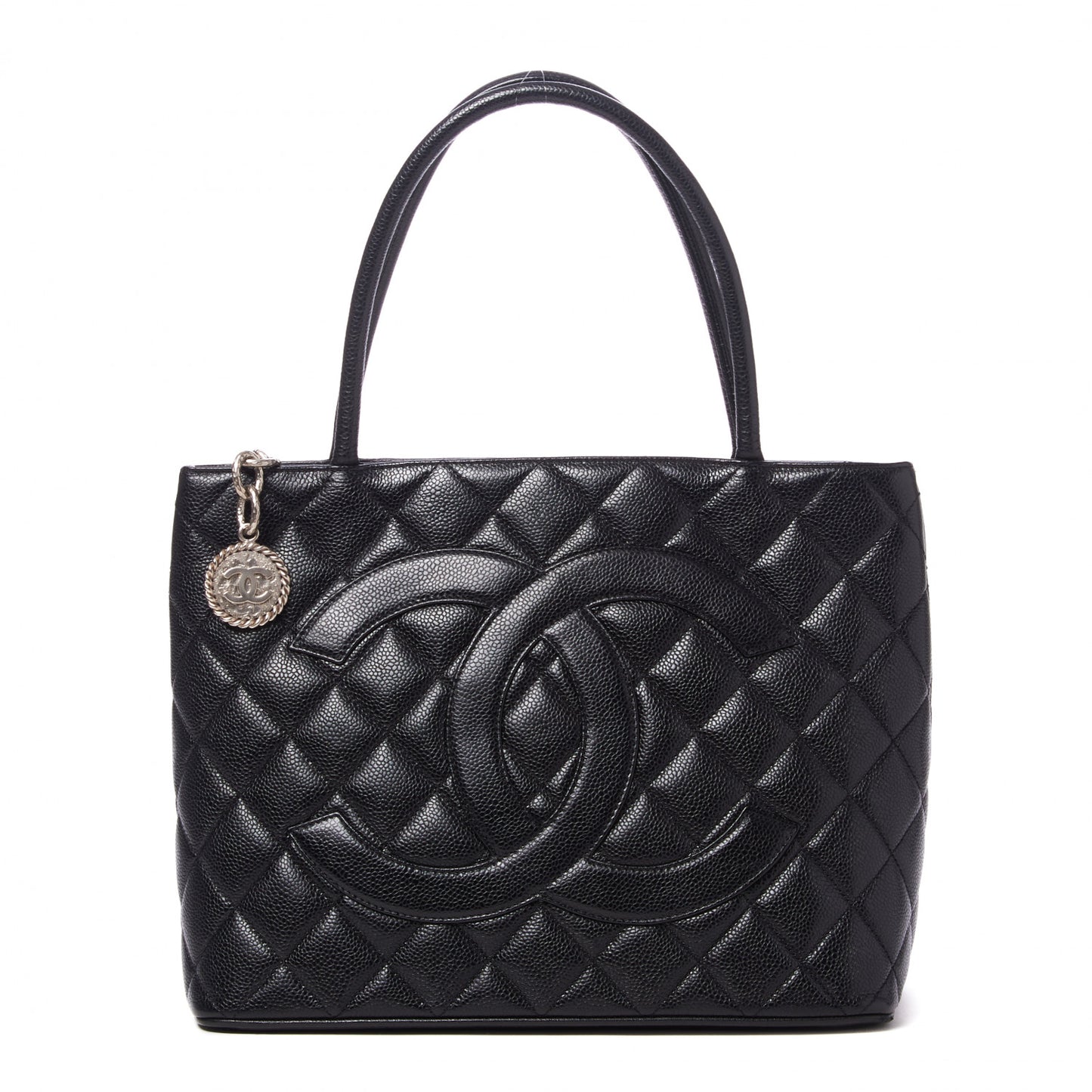 Caviar Quilted Medallion Tote Black