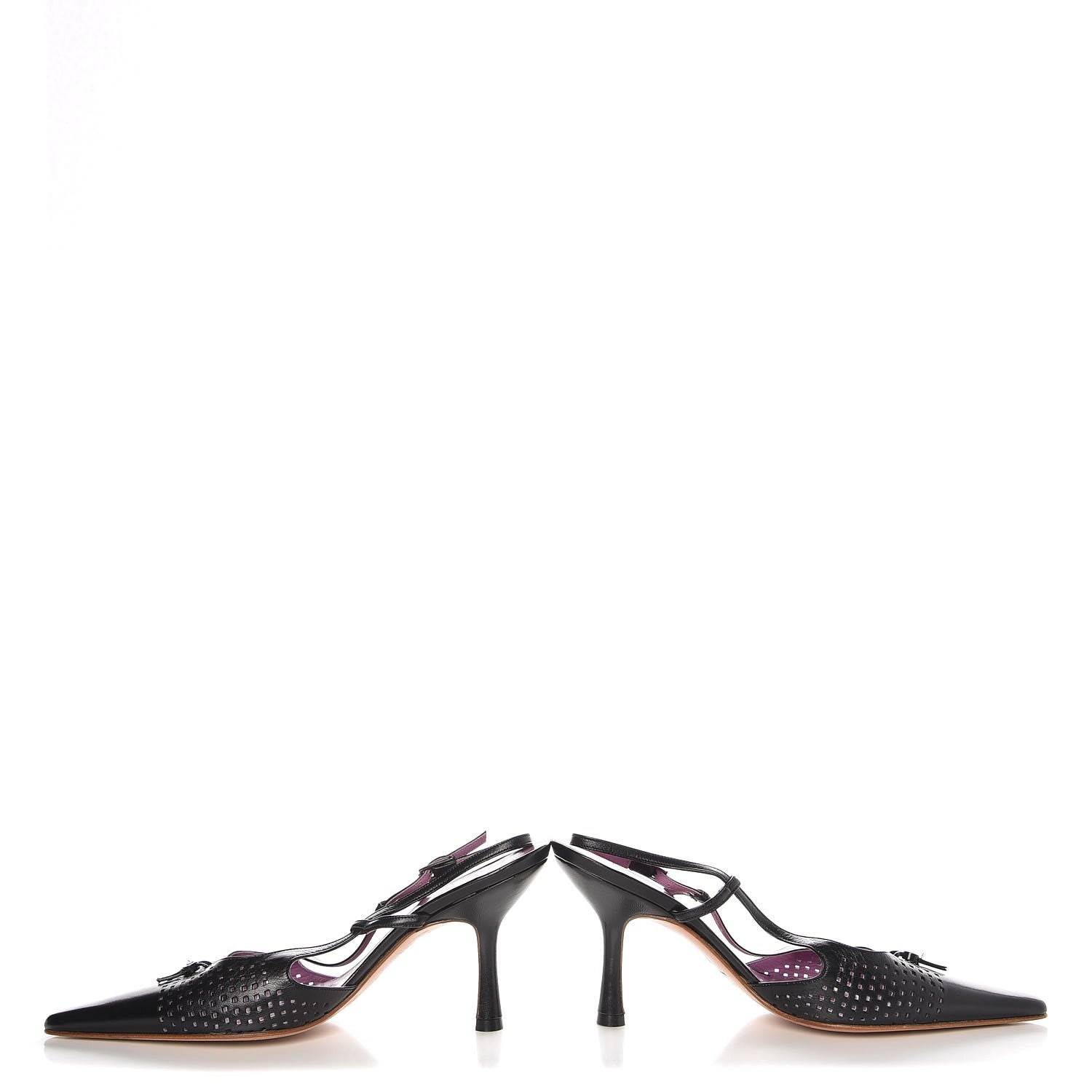 Chanel Lambskin Perforated CC Slingback Pumps 36 Black 9 of 9