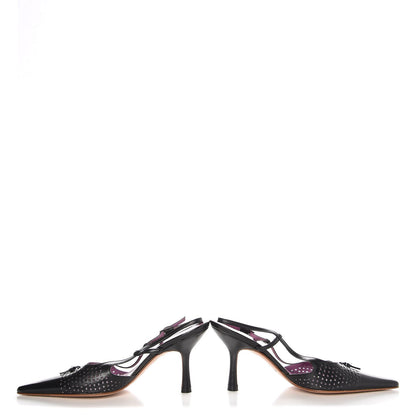 Chanel Lambskin Perforated CC Slingback Pumps 36 Black 9 of 9