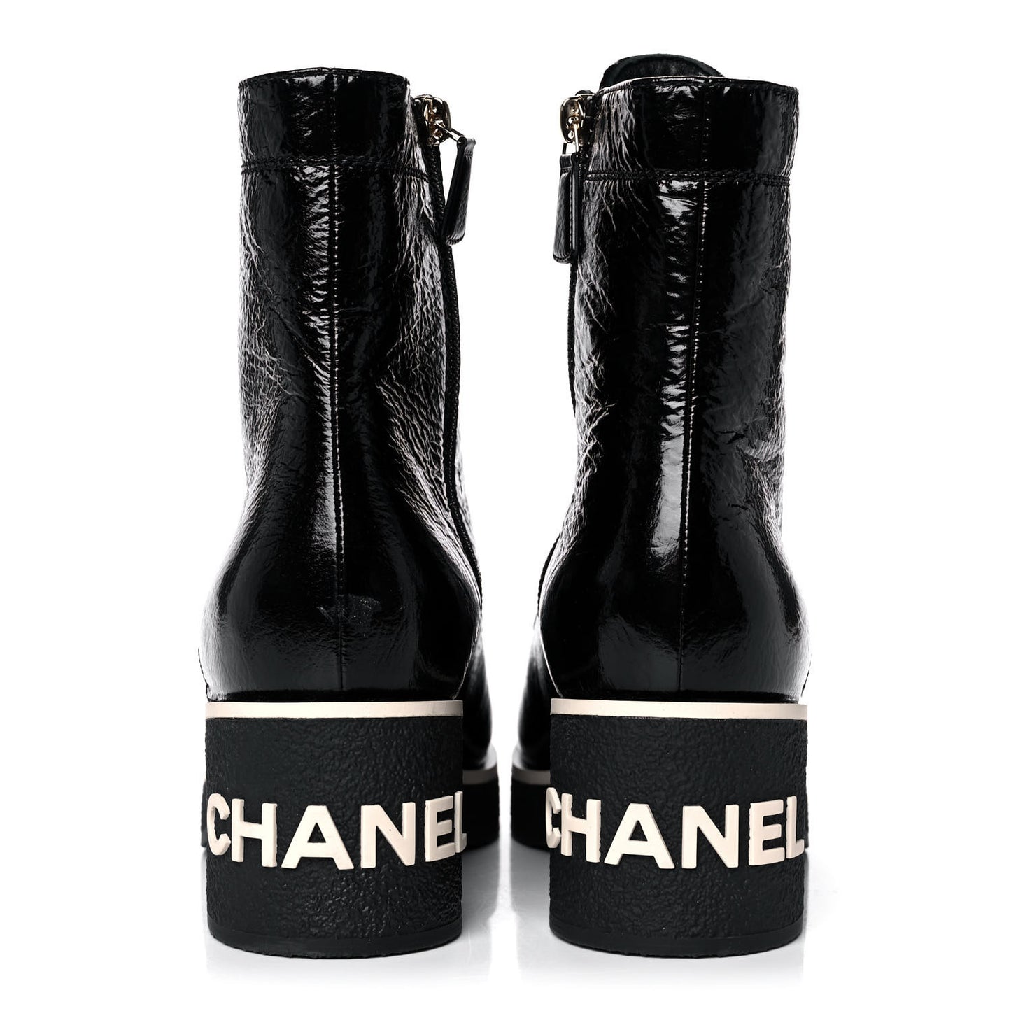 Shiny Crumpled Lambskin Lace Up Combat Boots 39.5 Black