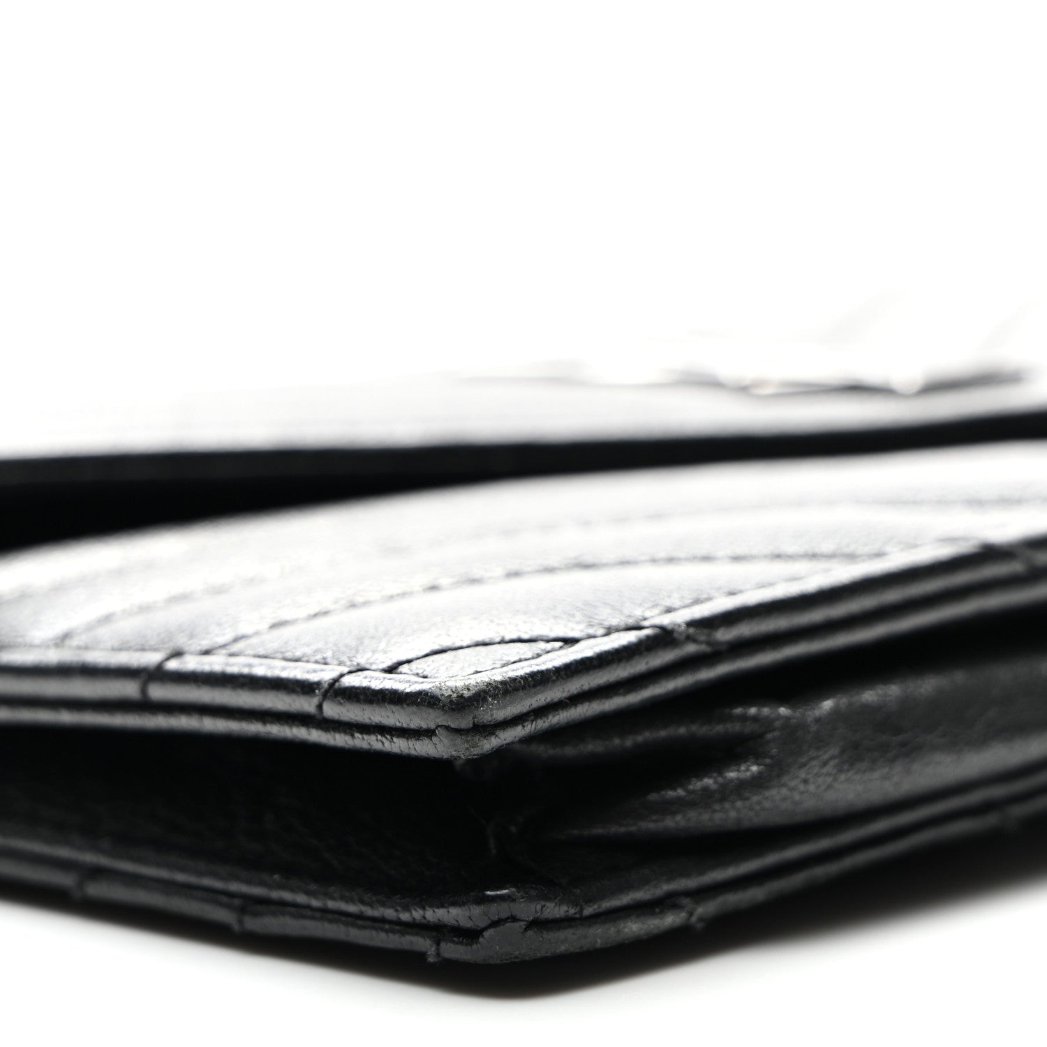 Saint Laurent Calfskin Matelasse Chevron Monogram Envelope Chain Wallet Black 10 of 11