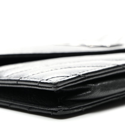 Saint Laurent Calfskin Matelasse Chevron Monogram Envelope Chain Wallet Black 10 of 11